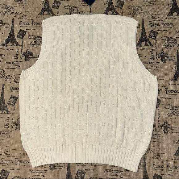 Polo Golf Ralph Lauren NWT! Vintage Men'S Ivory Knit V-Neck Sweater Vest Size L - Picture 10 of 16